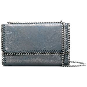 STELLA MCCARTNEY Falabella Metallic Convertible Shoulder Bag Blue Lagoon